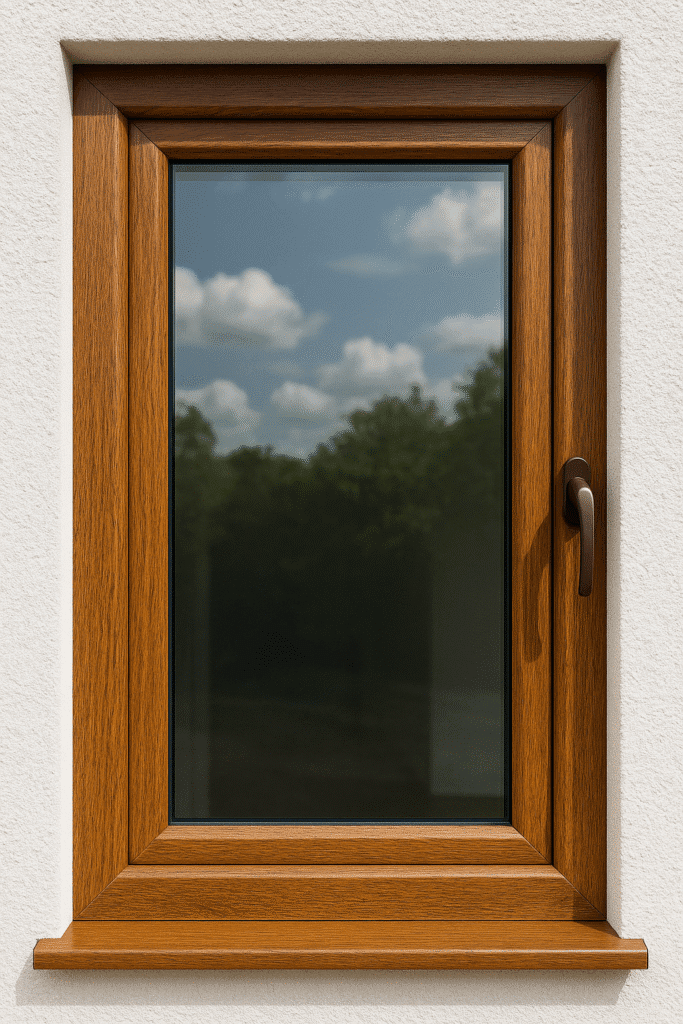 mahagóni műanyagból készült ablak