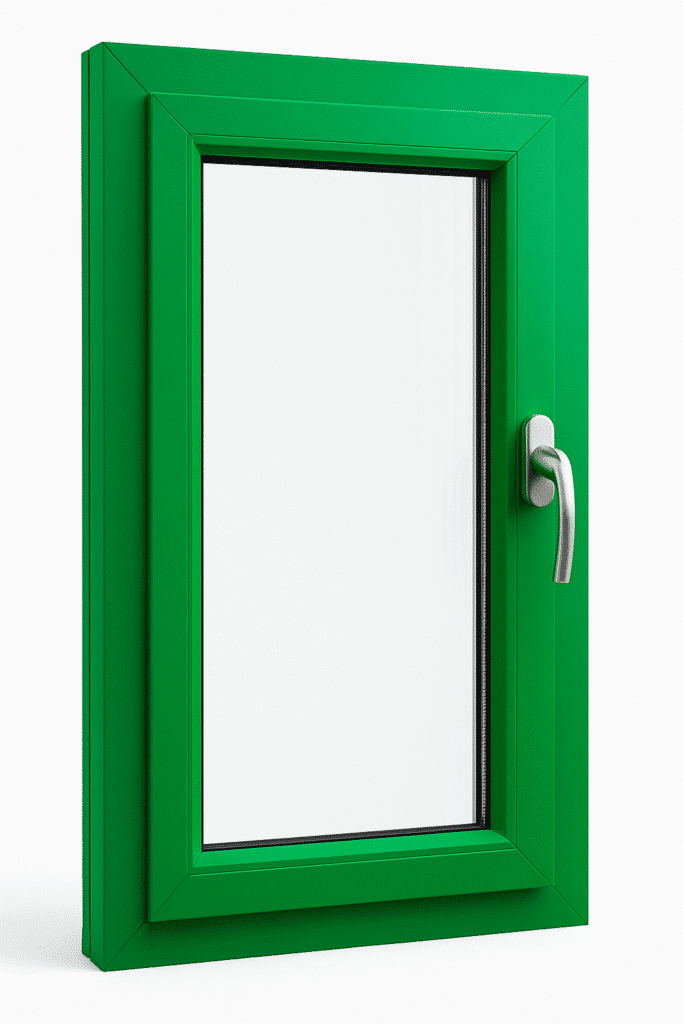 zöld műanyagból készült ablak